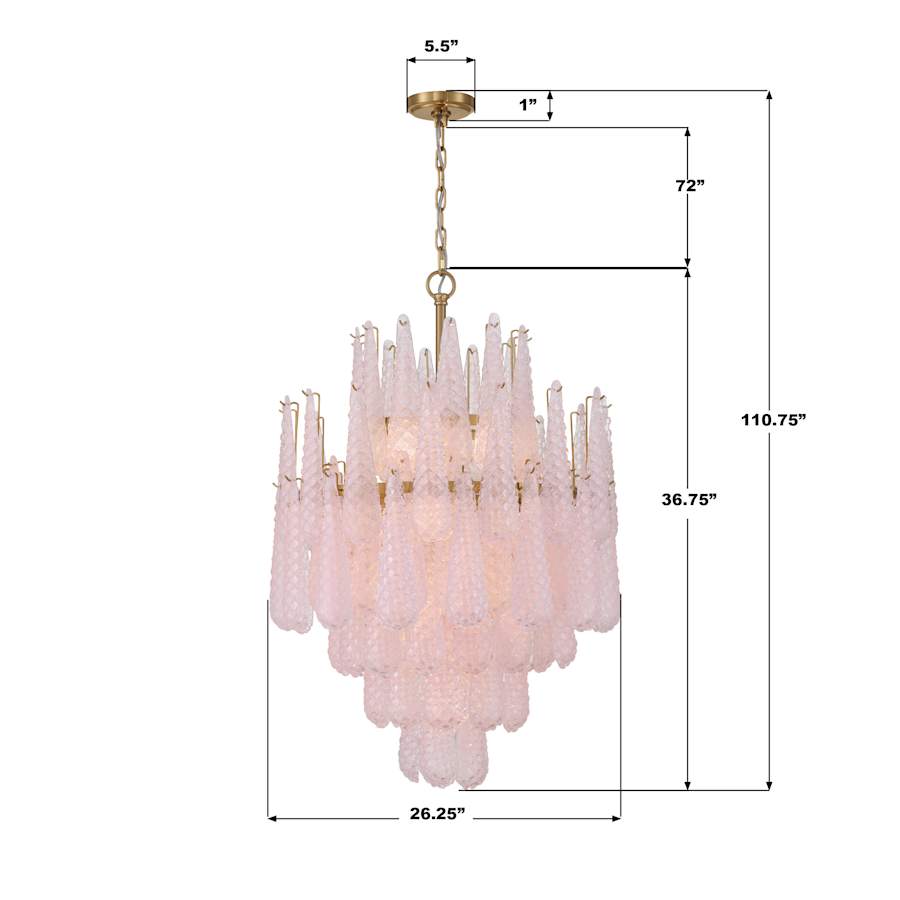 Crystorama Lighting Group Ollie 16 Light 26" Wide Waterfall Chandelier with Textured Sand Glass Shade