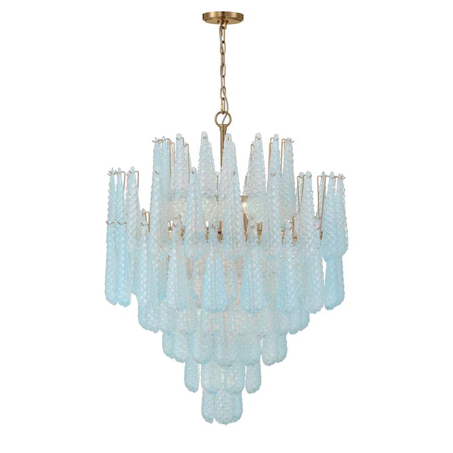 Crystorama Lighting Group Ollie 21 Light 33" Wide Waterfall Chandelier with Textured Sand Glass Shade