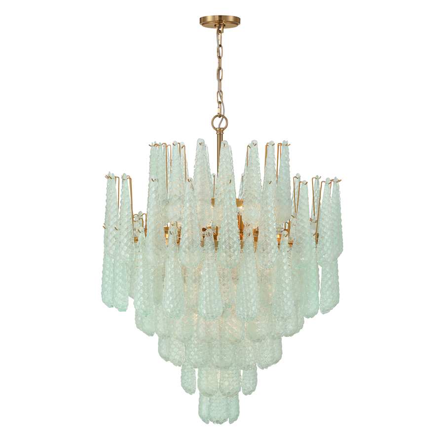 Crystorama Lighting Group Ollie 21 Light 33" Wide Waterfall Chandelier with Textured Sand Glass Shade