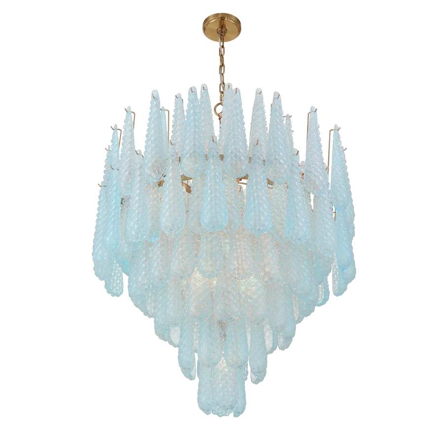 Crystorama Lighting Group Ollie 21 Light 33" Wide Waterfall Chandelier with Textured Sand Glass Shade