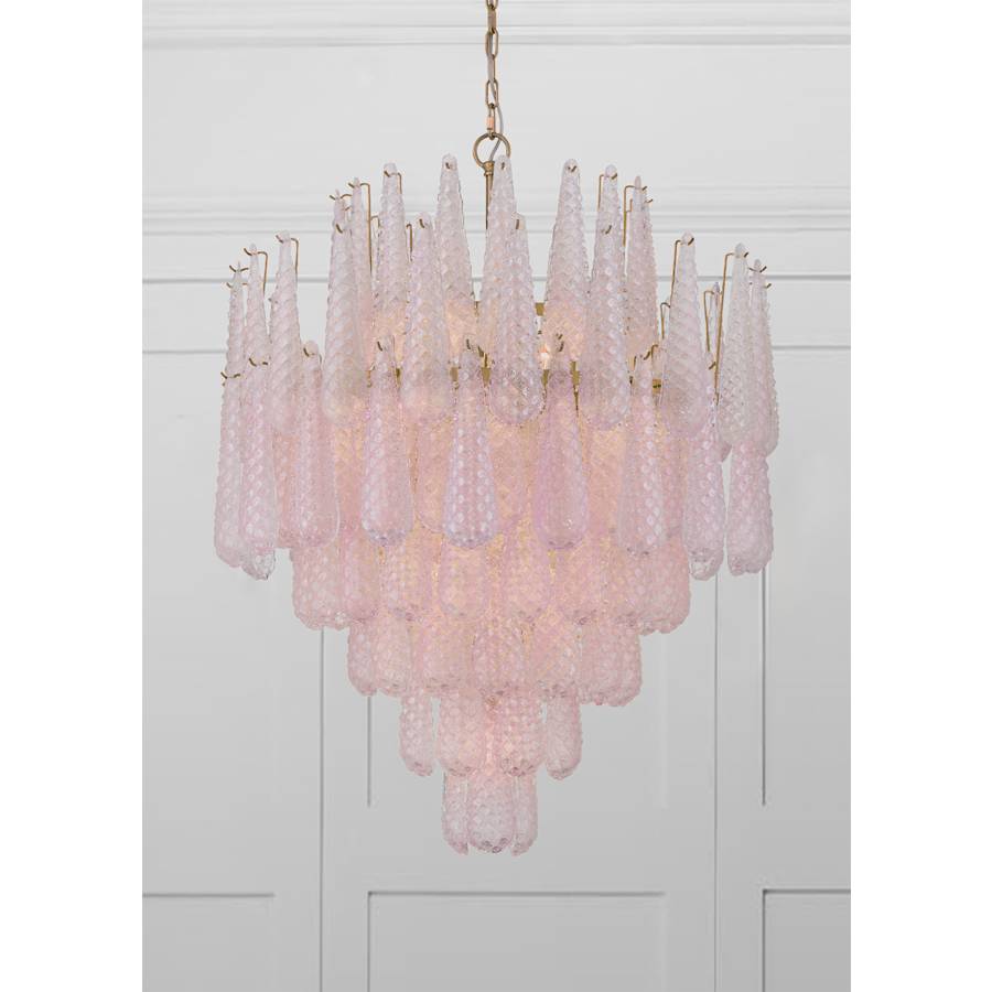 Crystorama Lighting Group Ollie 21 Light 33" Wide Waterfall Chandelier with Textured Sand Glass Shade