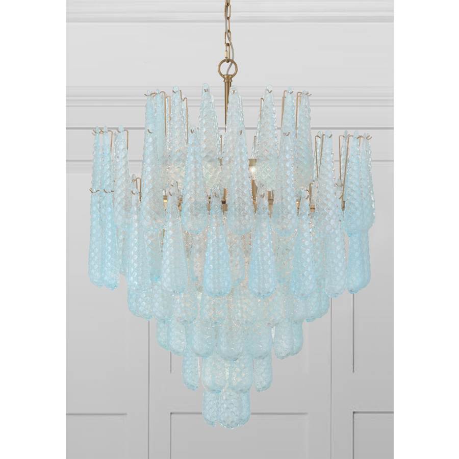 Crystorama Lighting Group Ollie 21 Light 33" Wide Waterfall Chandelier with Textured Sand Glass Shade