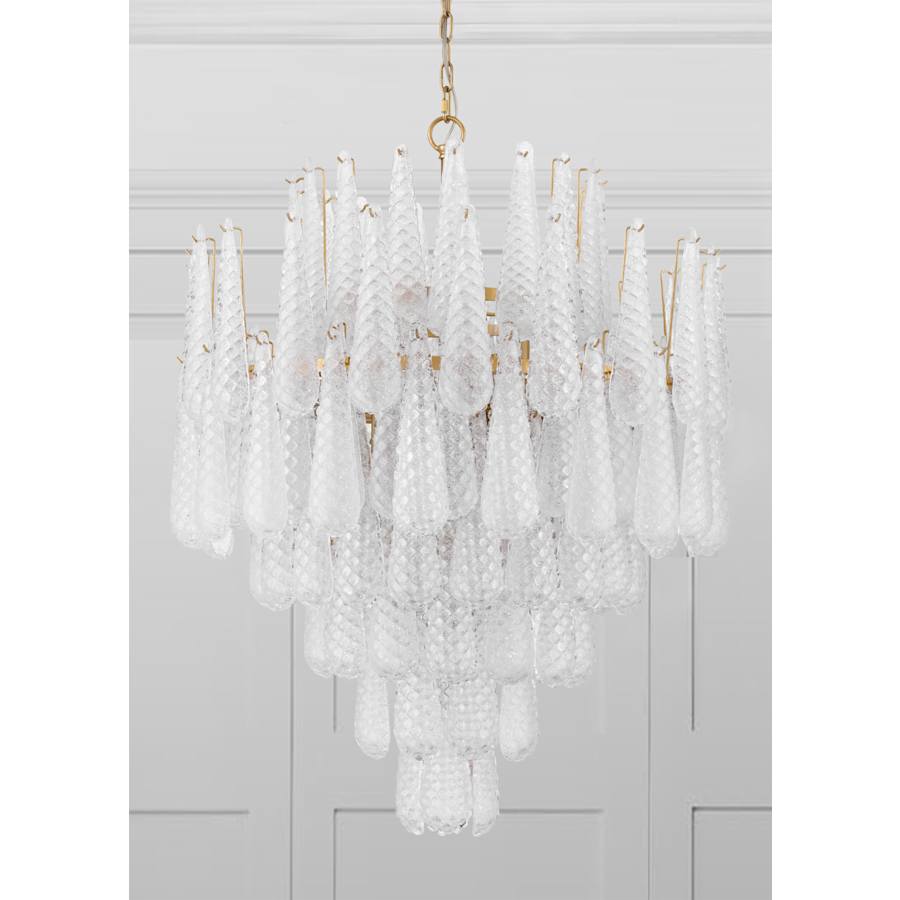 Crystorama Lighting Group Ollie 21 Light 33" Wide Waterfall Chandelier with Textured Sand Glass Shade