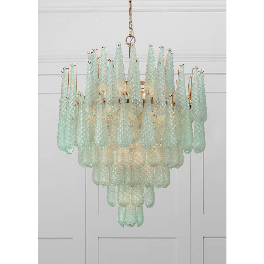 Crystorama Lighting Group Ollie 21 Light 33" Wide Waterfall Chandelier with Textured Sand Glass Shade