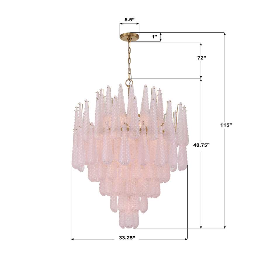 Crystorama Lighting Group Ollie 21 Light 33" Wide Waterfall Chandelier with Textured Sand Glass Shade