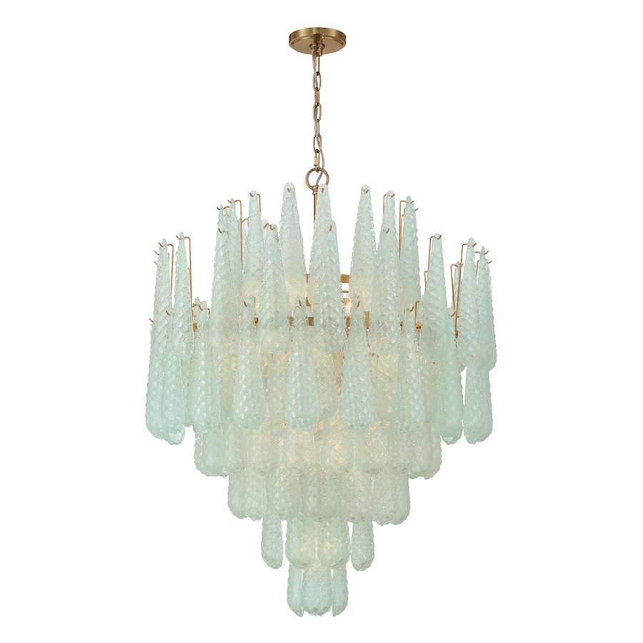 Crystorama Lighting Group Ollie 21 Light 33" Wide Waterfall Chandelier with Textured Sand Glass Shade