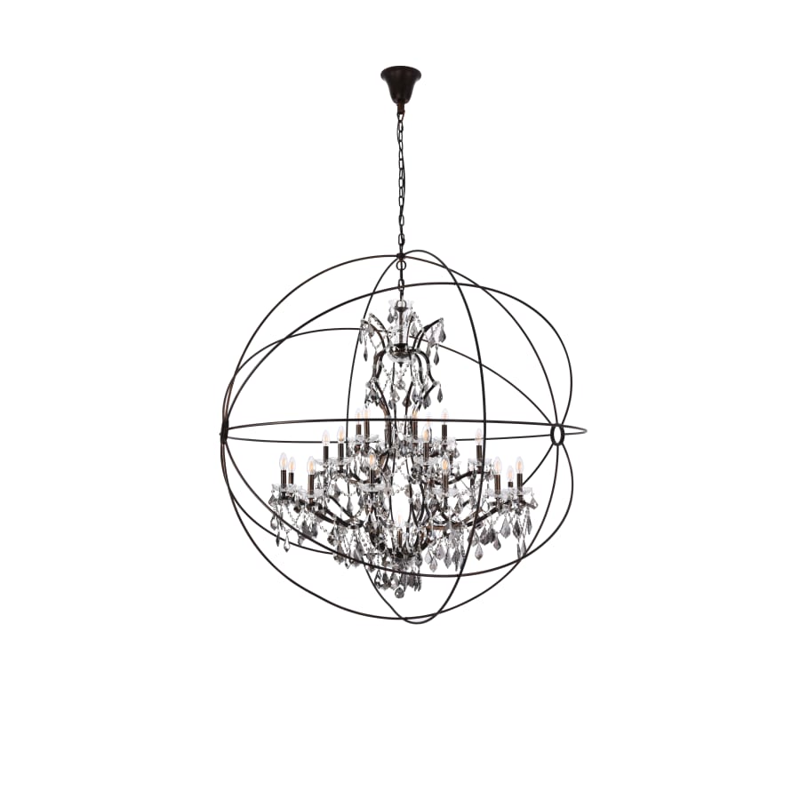 Elegant Lighting Geneva 25 Light 60" Wide Crystal Chandelier with Silver Shade Royal Cut Crystals
