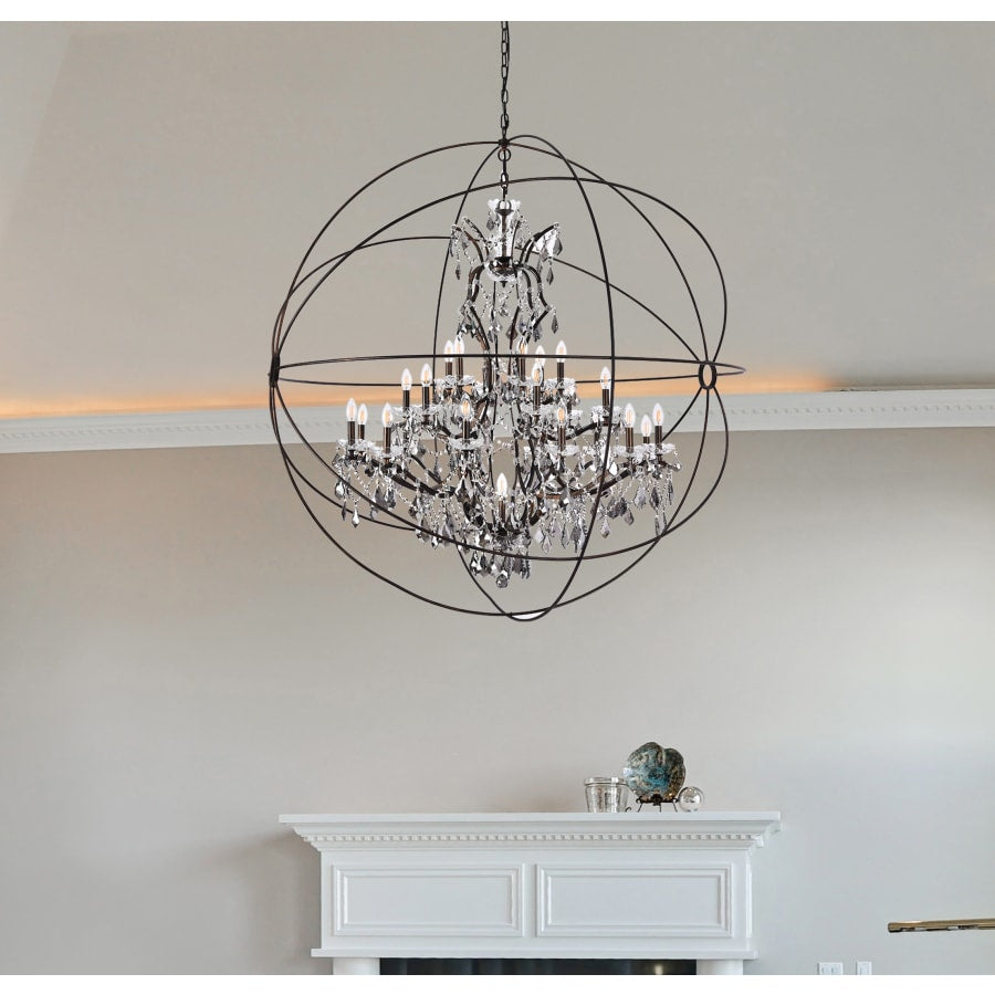 Elegant Lighting Geneva 25 Light 60" Wide Crystal Chandelier with Silver Shade Royal Cut Crystals