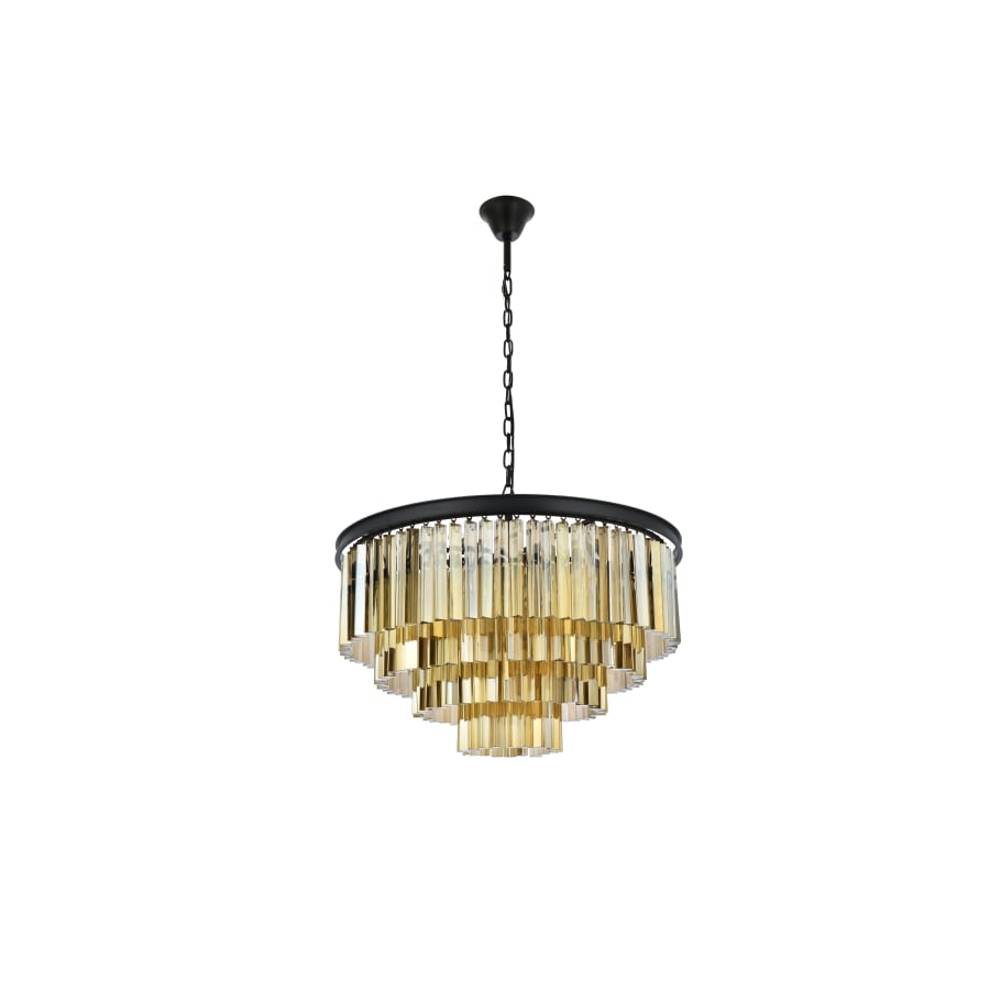 Elegant Lighting Sydney 17 Light 32" Wide Crystal Chandelier with Golden Teak Royal Cut Crystals