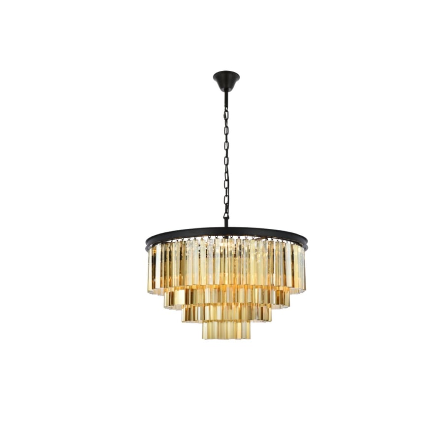 Elegant Lighting Sydney 17 Light 32" Wide Crystal Chandelier with Golden Teak Royal Cut Crystals