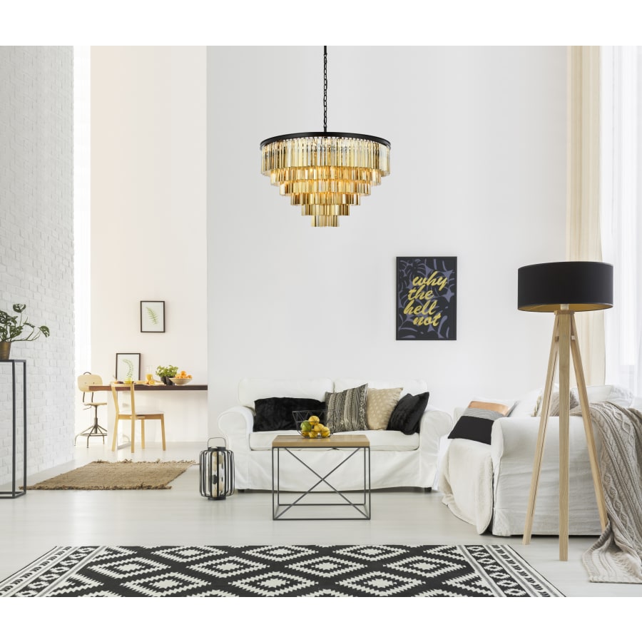 Elegant Lighting Sydney 33 Light 44" Wide Crystal Chandelier with Golden Teak Royal Cut Crystals
