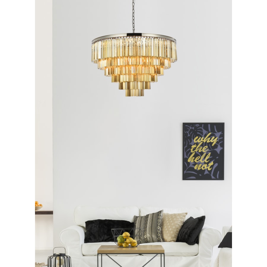 Elegant Lighting Sydney 33 Light 44" Wide Crystal Chandelier with Golden Teak Royal Cut Crystals