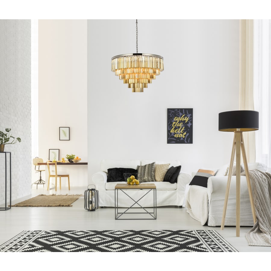 Elegant Lighting Sydney 33 Light 44" Wide Crystal Chandelier with Golden Teak Royal Cut Crystals