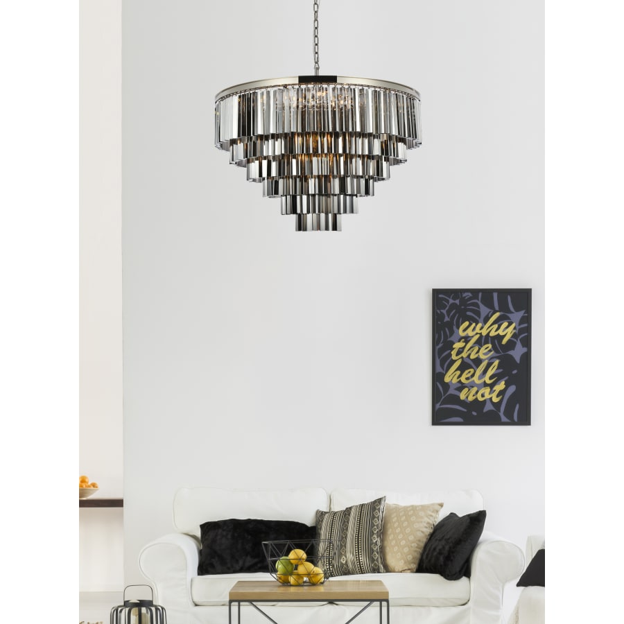 Elegant Lighting Sydney 33 Light 44" Wide Crystal Chandelier with Silver Shade Royal Cut Crystals