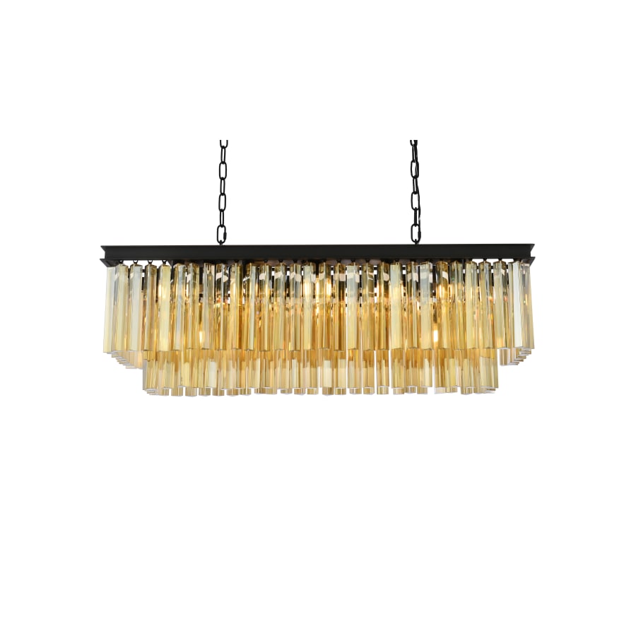 Elegant Lighting Sydney 12 Light 40" Wide Crystal Linear Chandelier with Golden Teak Royal Cut Crystals