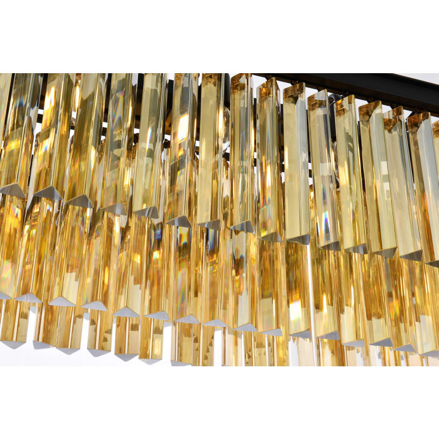 Elegant Lighting Sydney 12 Light 40" Wide Crystal Linear Chandelier with Golden Teak Royal Cut Crystals