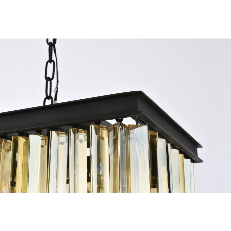 Elegant Lighting Sydney 12 Light 40" Wide Crystal Linear Chandelier with Golden Teak Royal Cut Crystals