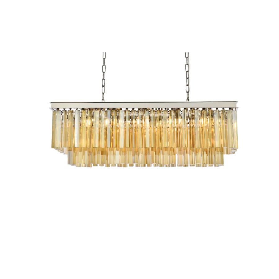 Elegant Lighting Sydney 12 Light 40" Wide Crystal Linear Chandelier with Golden Teak Royal Cut Crystals