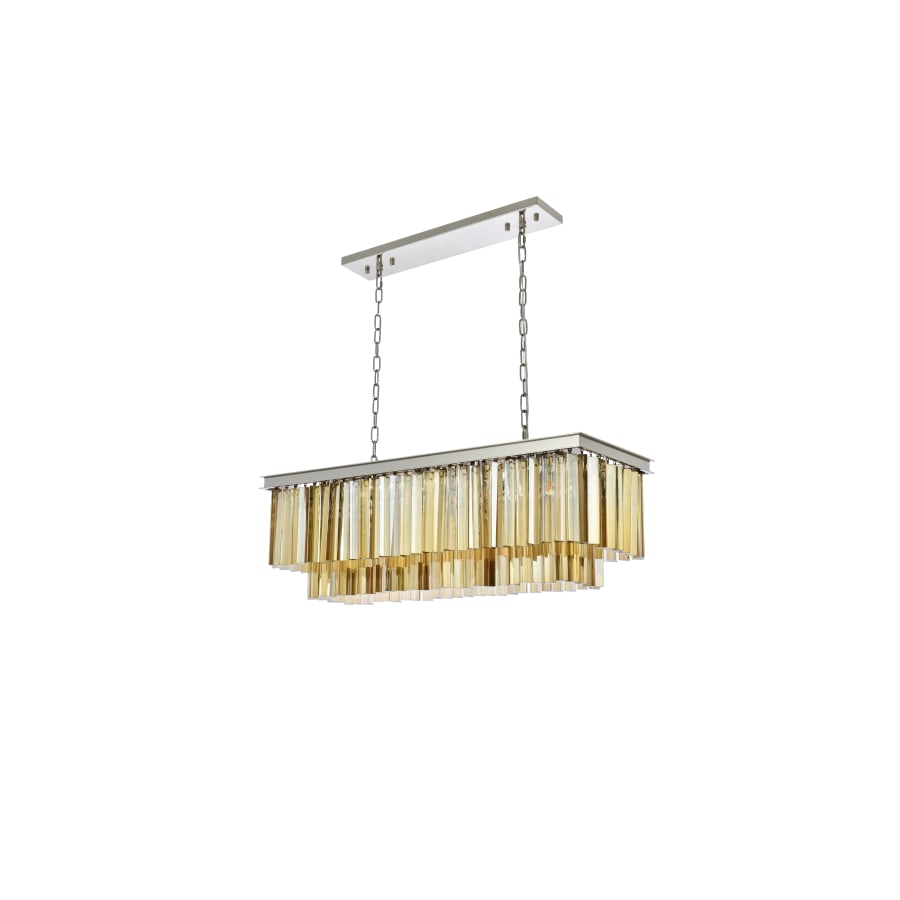 Elegant Lighting Sydney 12 Light 40" Wide Crystal Linear Chandelier with Golden Teak Royal Cut Crystals