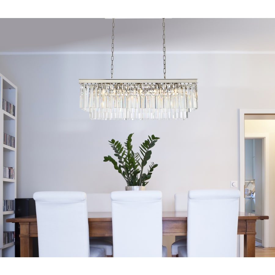 Elegant Lighting Sydney 12 Light 40" Wide Crystal Linear Chandelier with Clear Royal Cut Crystals