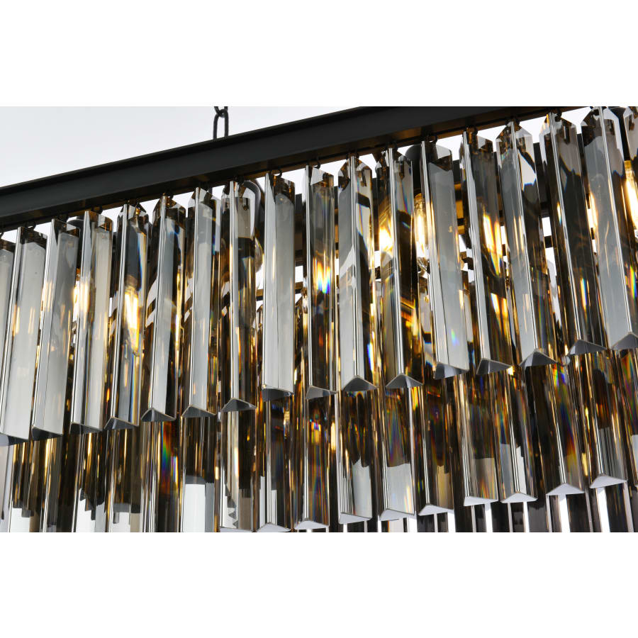 Elegant Lighting Sydney 12 Light 40" Wide Crystal Linear Chandelier with Silver Shade Royal Cut Crystals