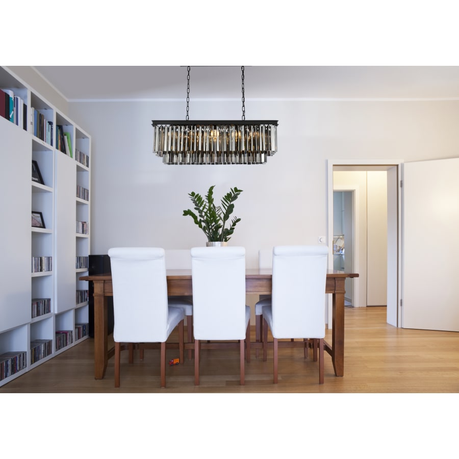 Elegant Lighting Sydney 12 Light 40" Wide Crystal Linear Chandelier with Silver Shade Royal Cut Crystals