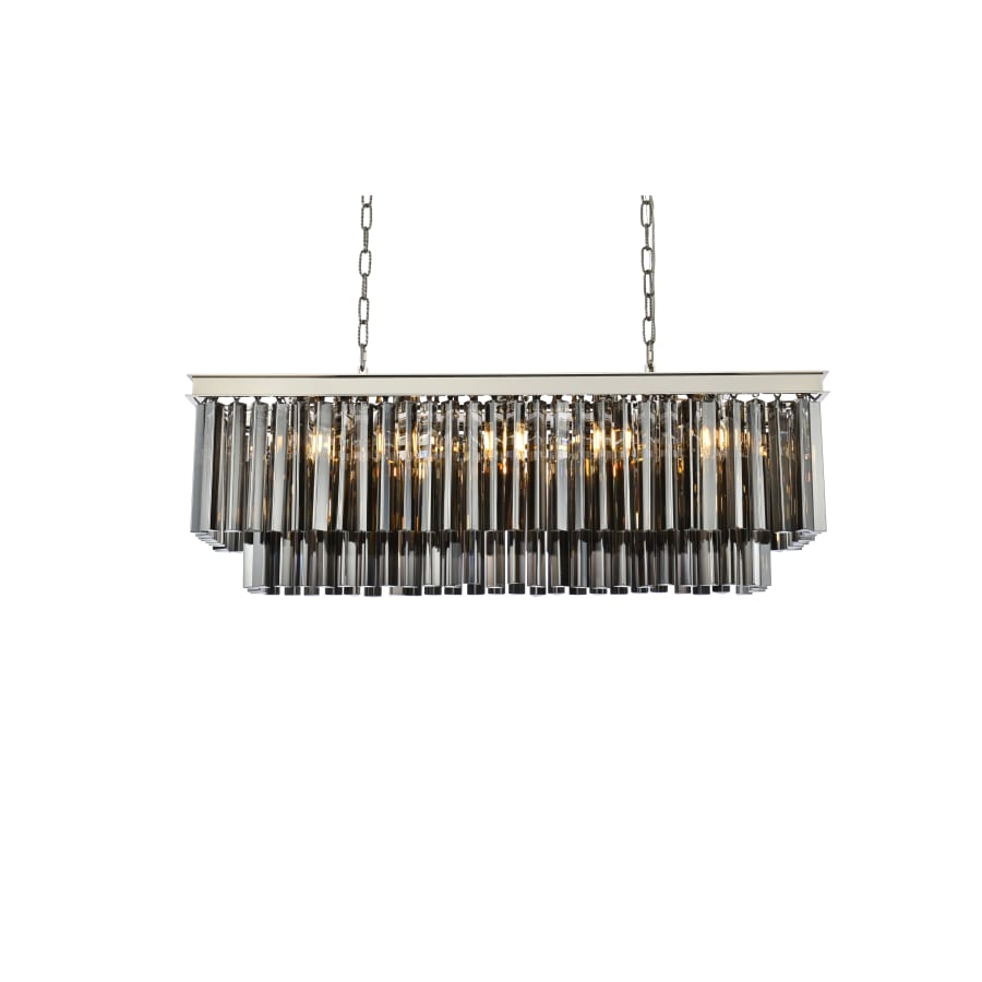 Elegant Lighting Sydney 12 Light 40" Wide Crystal Linear Chandelier with Silver Shade Royal Cut Crystals