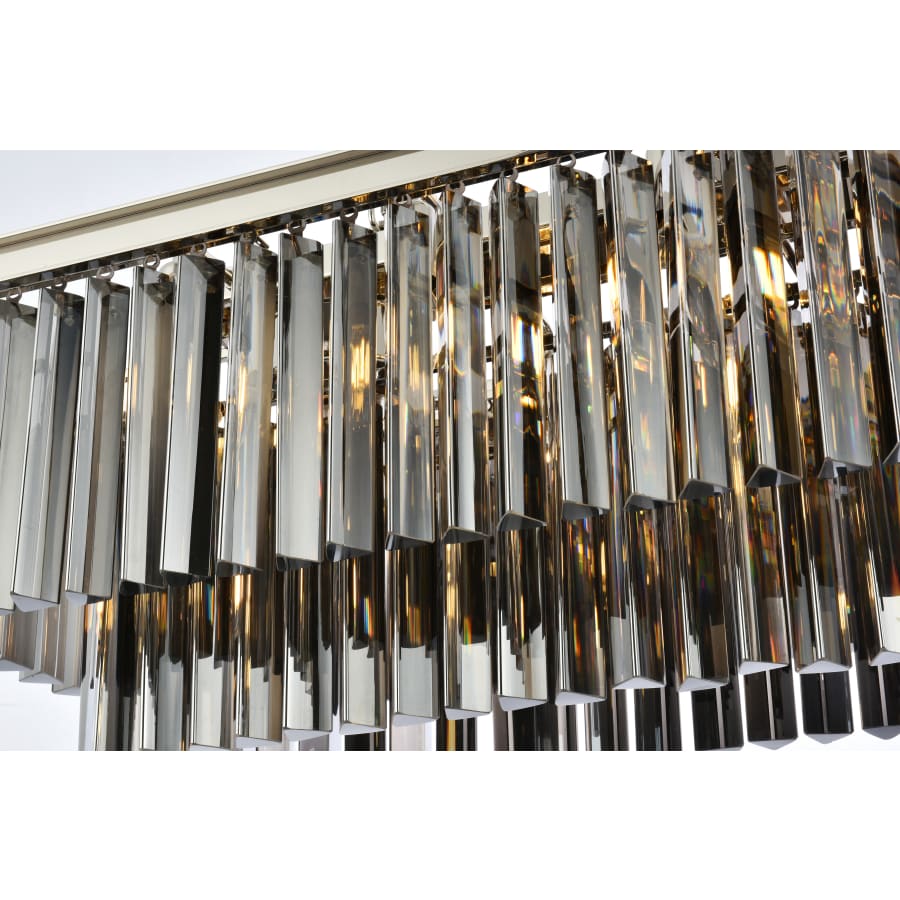 Elegant Lighting Sydney 12 Light 40" Wide Crystal Linear Chandelier with Silver Shade Royal Cut Crystals