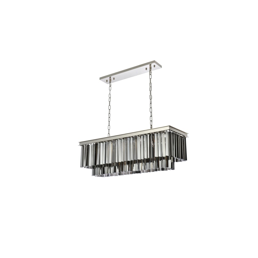 Elegant Lighting Sydney 12 Light 40" Wide Crystal Linear Chandelier with Silver Shade Royal Cut Crystals