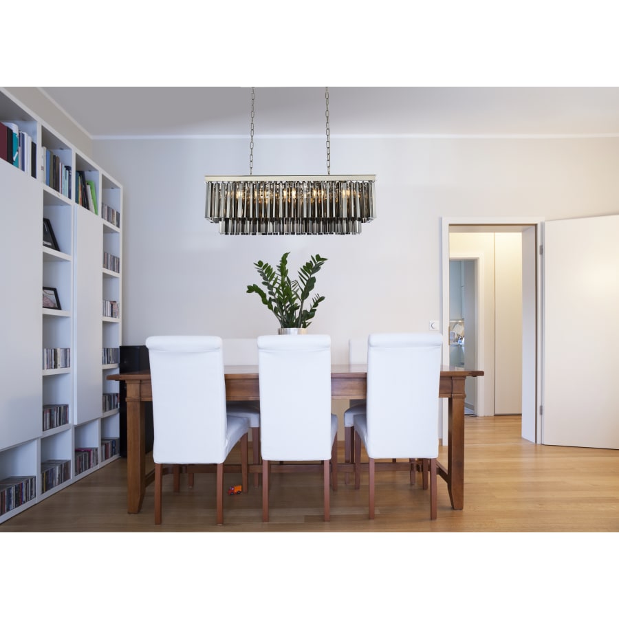 Elegant Lighting Sydney 12 Light 40" Wide Crystal Linear Chandelier with Silver Shade Royal Cut Crystals