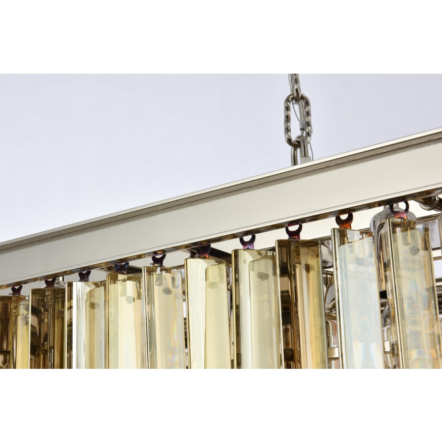 Elegant Lighting Sydney 12 Light 50" Wide Crystal Linear Chandelier with Golden Teak Royal Cut Crystals