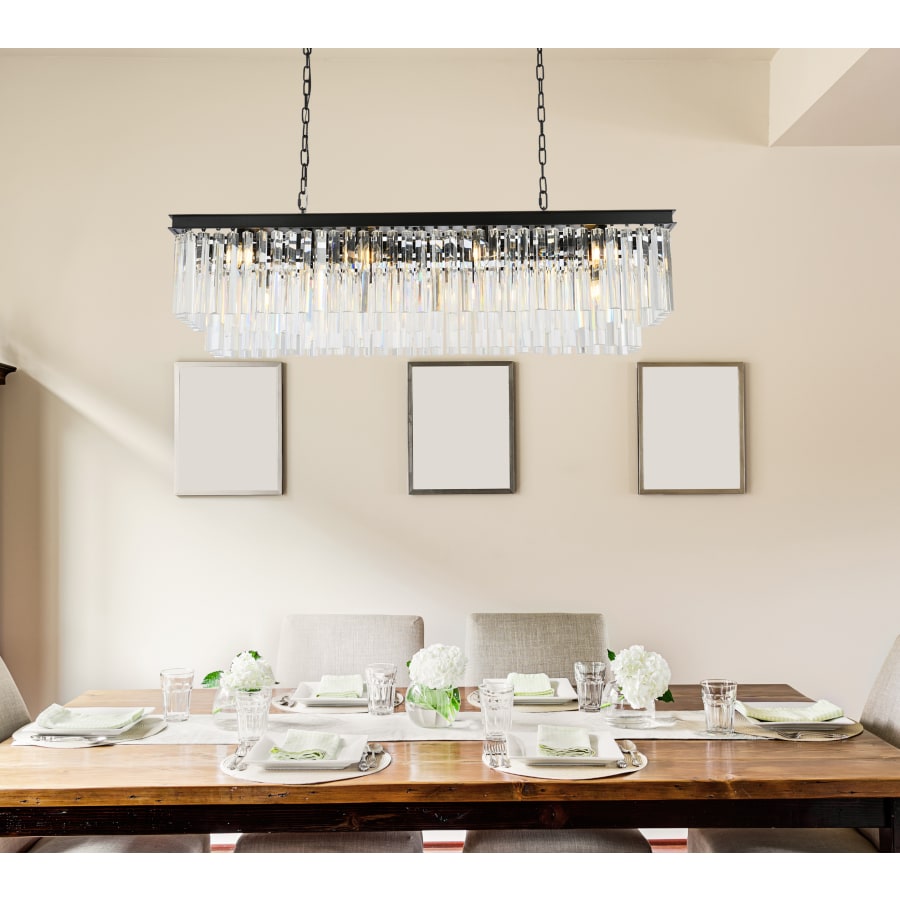 Elegant Lighting Sydney 12 Light 50" Wide Crystal Linear Chandelier with Clear Royal Cut Crystals
