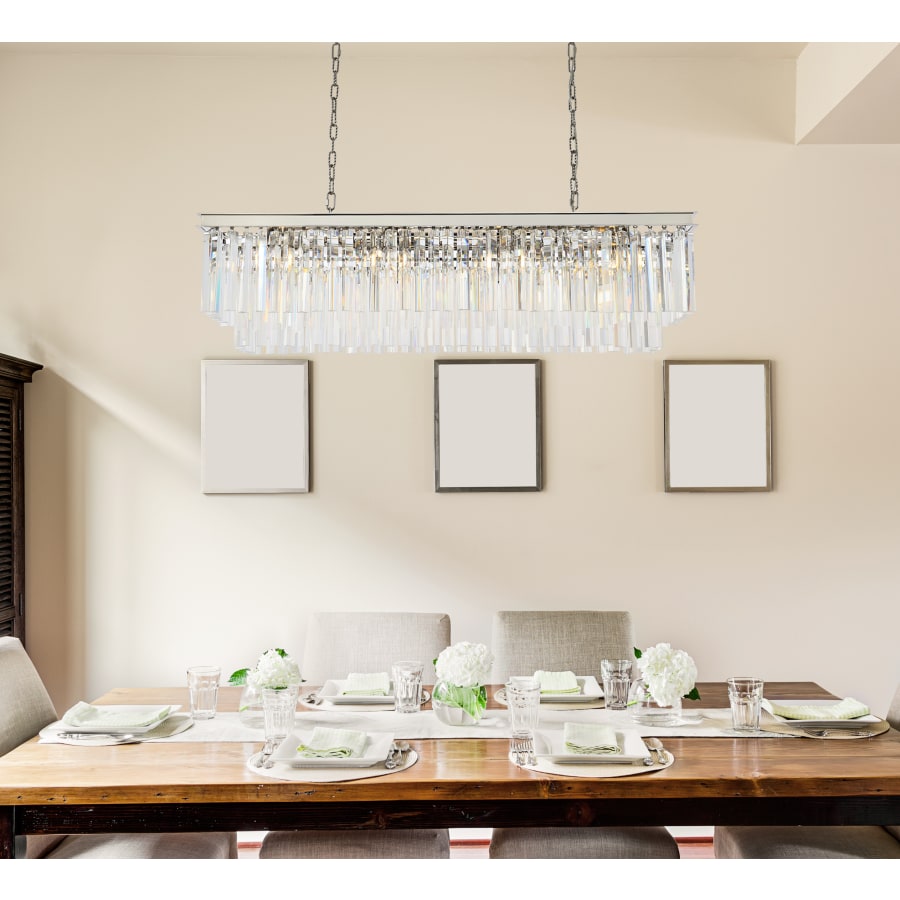 Elegant Lighting Sydney 12 Light 50" Wide Crystal Linear Chandelier with Clear Royal Cut Crystals