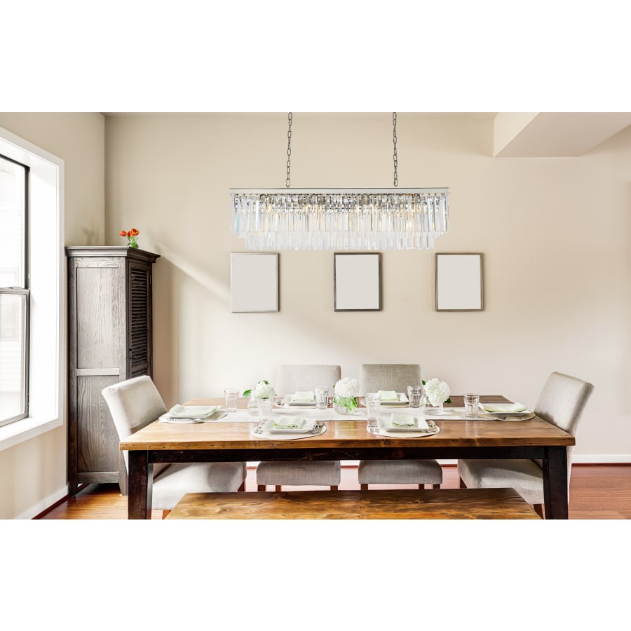 Elegant Lighting Sydney 12 Light 50" Wide Crystal Linear Chandelier with Clear Royal Cut Crystals