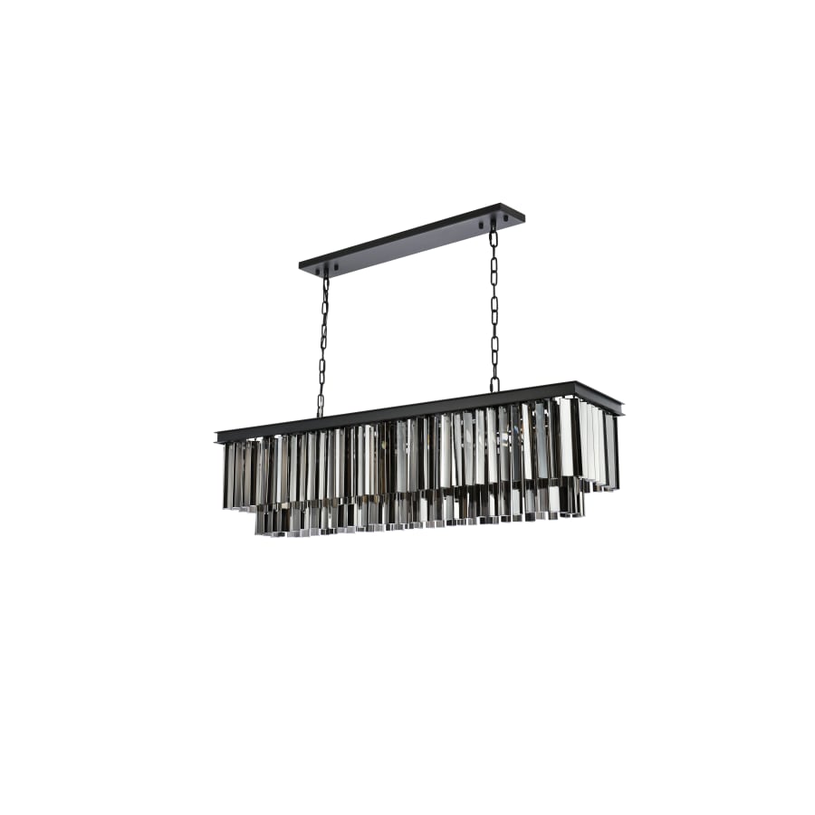 Elegant Lighting Sydney 12 Light 50" Wide Crystal Linear Chandelier with Silver Shade Royal Cut Crystals