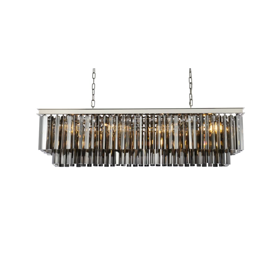 Elegant Lighting Sydney 12 Light 50" Wide Crystal Linear Chandelier with Silver Shade Royal Cut Crystals
