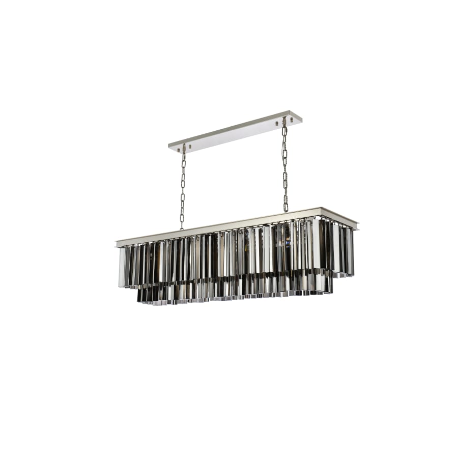 Elegant Lighting Sydney 12 Light 50" Wide Crystal Linear Chandelier with Silver Shade Royal Cut Crystals