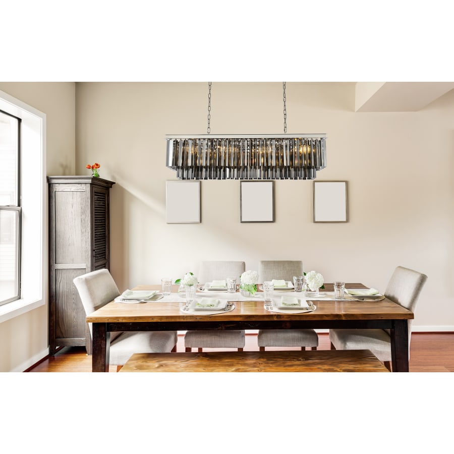 Elegant Lighting Sydney 12 Light 50" Wide Crystal Linear Chandelier with Silver Shade Royal Cut Crystals