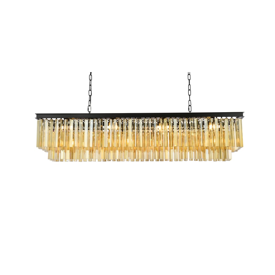 Elegant Lighting Sydney 12 Light 60" Wide Crystal Linear Chandelier with Golden Teak Royal Cut Crystals