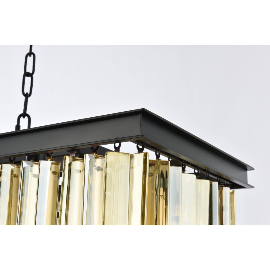 Elegant Lighting Sydney 12 Light 60" Wide Crystal Linear Chandelier with Golden Teak Royal Cut Crystals