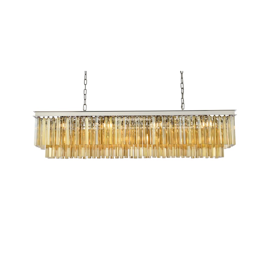 Elegant Lighting Sydney 12 Light 60" Wide Crystal Linear Chandelier with Golden Teak Royal Cut Crystals
