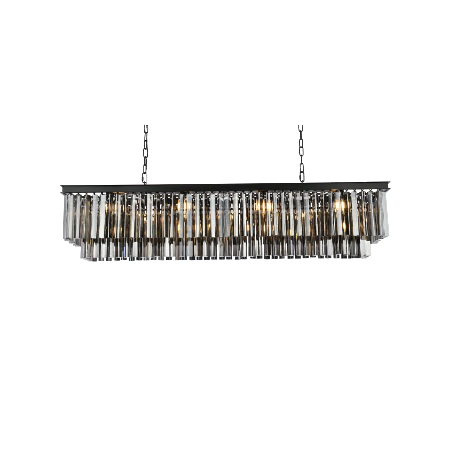 Elegant Lighting Sydney 12 Light 60" Wide Crystal Linear Chandelier with Silver Shade Royal Cut Crystals