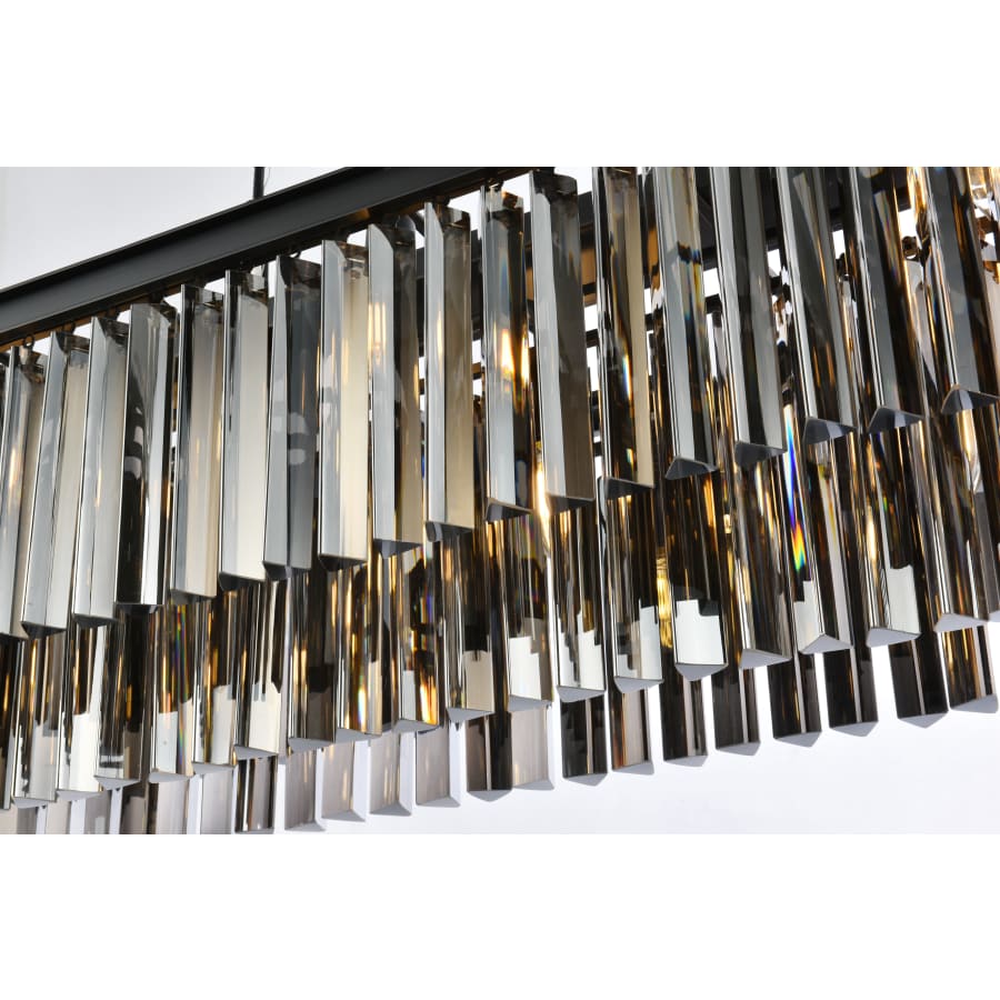 Elegant Lighting Sydney 12 Light 60" Wide Crystal Linear Chandelier with Silver Shade Royal Cut Crystals