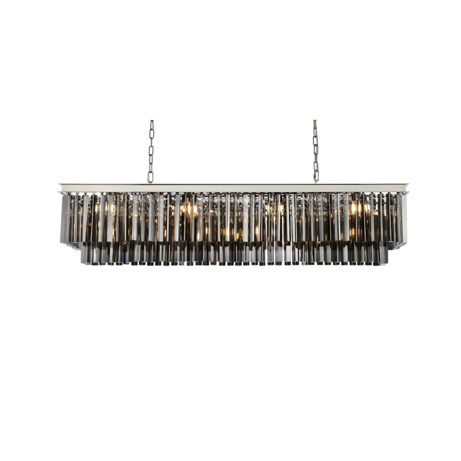 Elegant Lighting Sydney 12 Light 60" Wide Crystal Linear Chandelier with Silver Shade Royal Cut Crystals