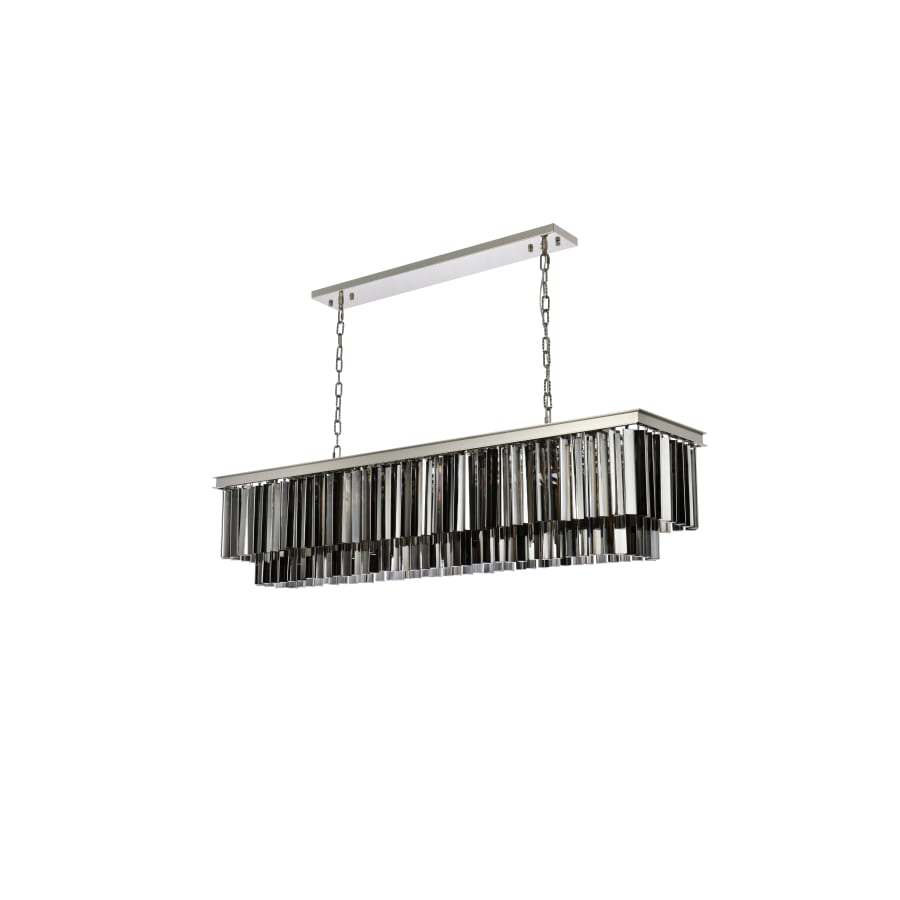 Elegant Lighting Sydney 12 Light 60" Wide Crystal Linear Chandelier with Silver Shade Royal Cut Crystals