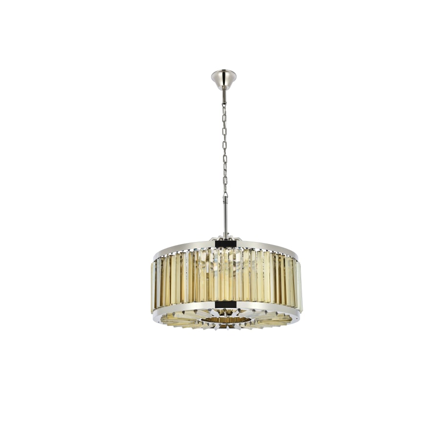 Elegant Lighting Chelsea 8 Light 28" Wide Crystal Drum Chandelier with Golden Teak Royal Cut Crystals