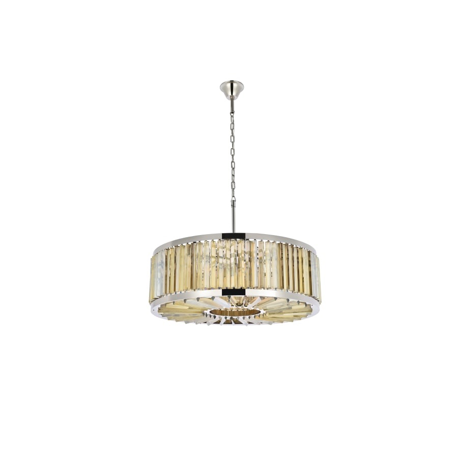 Elegant Lighting Chelsea 10 Light 36" Wide Crystal Drum Chandelier with Golden Teak Royal Cut Crystals