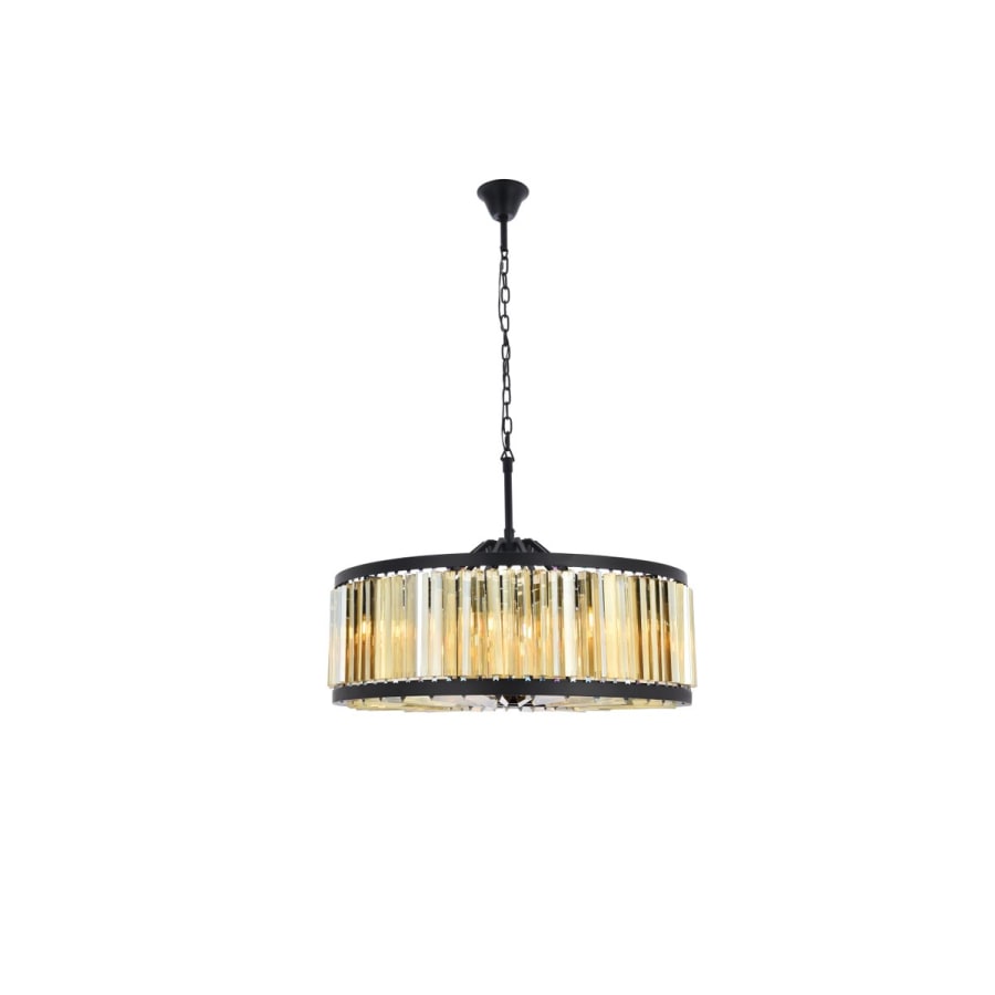 Elegant Lighting Chelsea 10 Light 36" Wide Crystal Drum Chandelier with Golden Teak Royal Cut Crystals