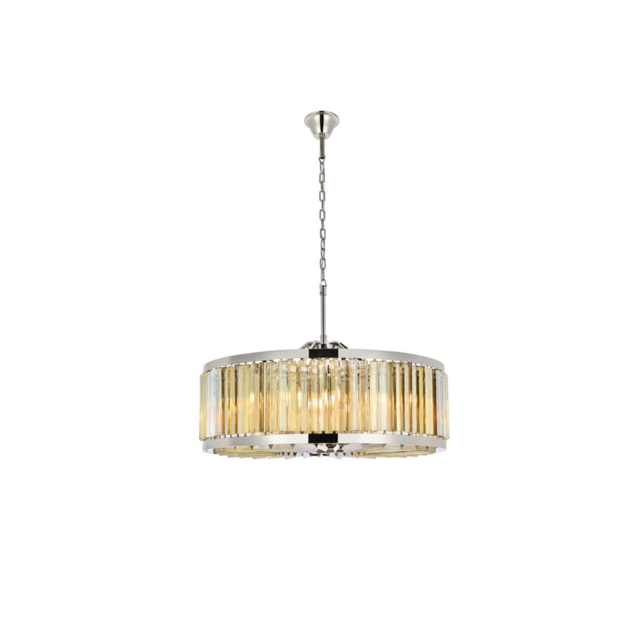 Elegant Lighting Chelsea 10 Light 36" Wide Crystal Drum Chandelier with Golden Teak Royal Cut Crystals