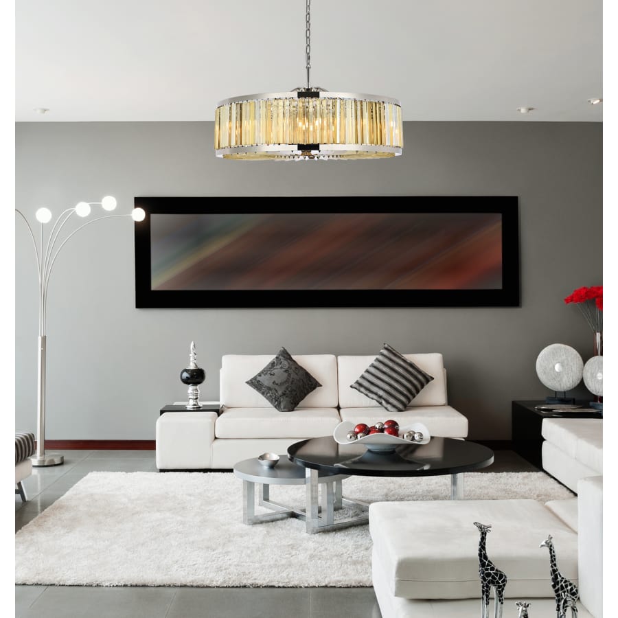 Elegant Lighting Chelsea 10 Light 44" Wide Crystal Drum Chandelier with Golden Teak Royal Cut Crystals